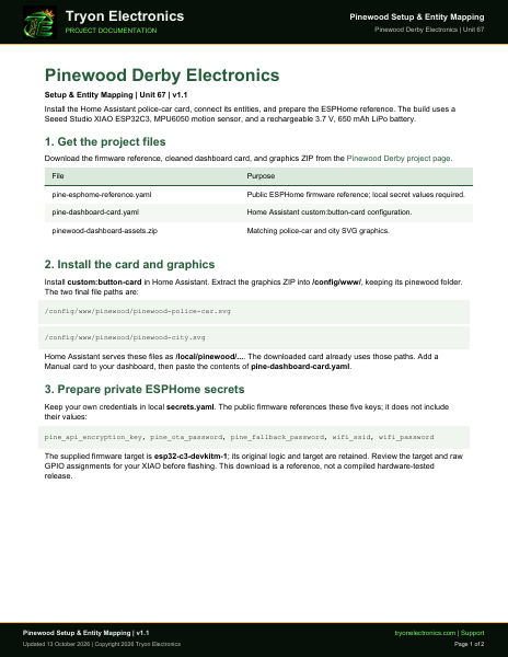 Preview of the Pinewood setup and entity mapping PDF